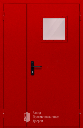 Фото двери «Полуторная со стеклопакетом (красная)» в Волгограду