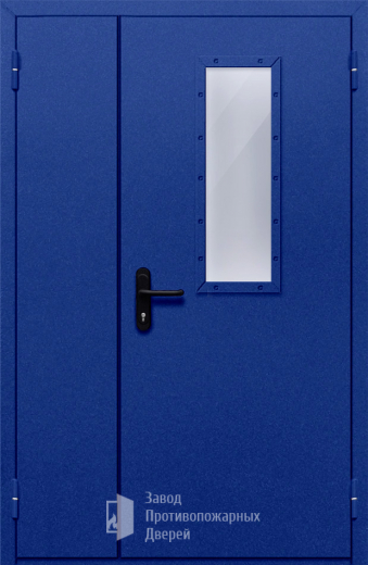 Фото двери «Полуторная со стеклом (синяя)» в Волгограду