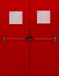 Фото двери «Двупольная со стеклопакетом и антипаникой (красная)» в Волгограду