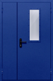Фото двери «Полуторная со стеклом (синяя)» в Волгограду