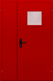 Фото двери «Полуторная со стеклопакетом (красная)» в Волгограду