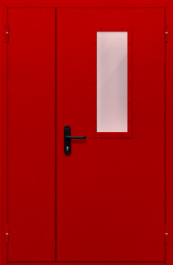Фото двери «Полуторная со стеклом (красная)» в Волгограду