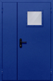 Фото двери «Полуторная со стеклопакетом (синяя)» в Волгограду